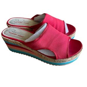 Skechers Memory Foam Wedge Sandals Red Woman's Size 8